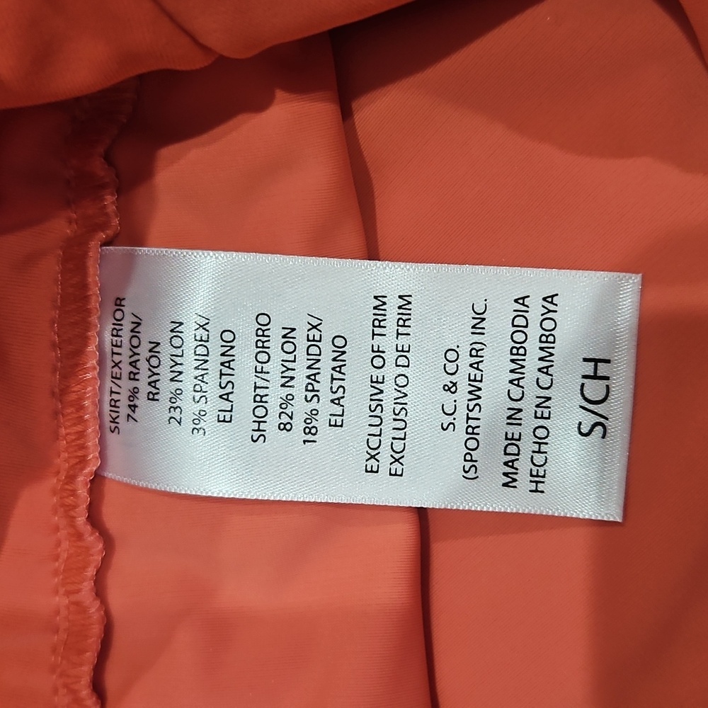 S.C. & CO Ladies' Skort Pull-On, Tummy Control Waistband Red (Coral/White Print) - Picture 3 of 6